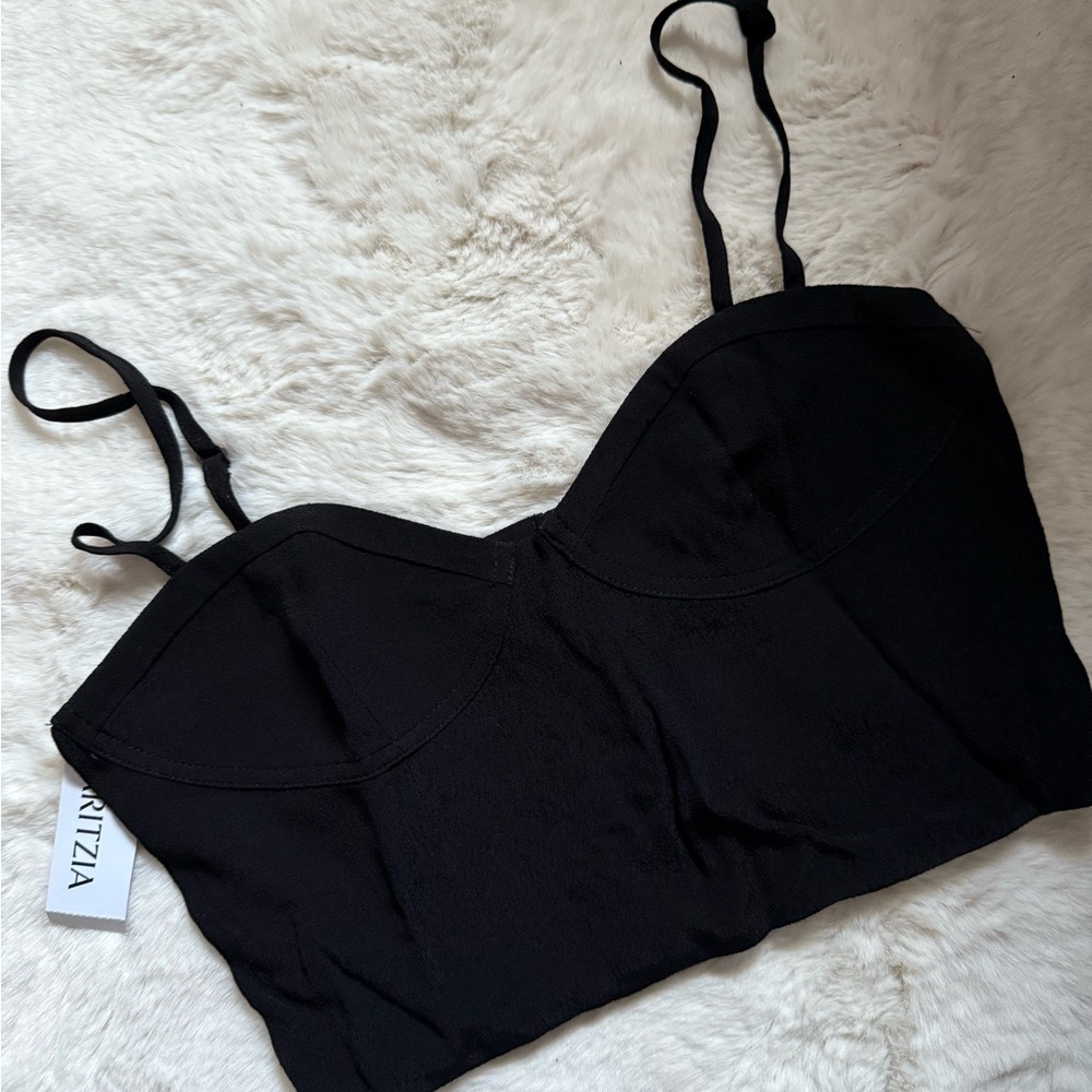 Aritzia Black Crop Bustier Style Top